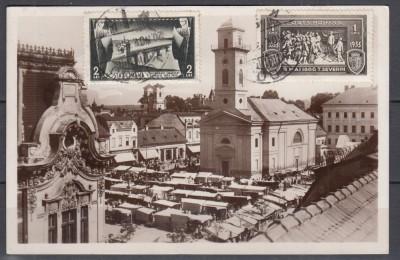 LUGOJ PIATA REGINA MARIA SI BISERICA GRECO-CATOLICA FARMACIA T.C.V. FRANCATA CU 1 LEU SI 2 LEI CENTENARUL TURNU SEVERIN CIRCULATA LUGOJ-LITUANIA foto