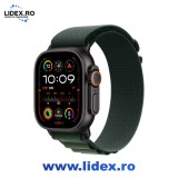 Apple Watch Ultra 2, GPS, Cellular, Carcasa Black Titanium 49mm, Dark Green Alpine Loop - Large
