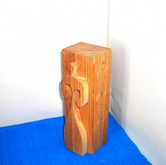 Sculptura puzzle lemn pin negru, handmade - design Gunnar Kanevad, Gamla Suedia foto