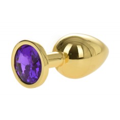 Dop Anal Metallic Buttplug, Medium, Auriu/Mov, Passion Labs