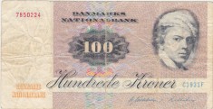 DANEMARCA 100 COROANE KRONER ND(1972-1993) aF