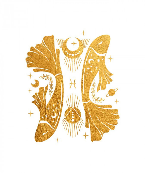 Sticker decorativ Zodiac, Auriu, 65 cm, 5465ST