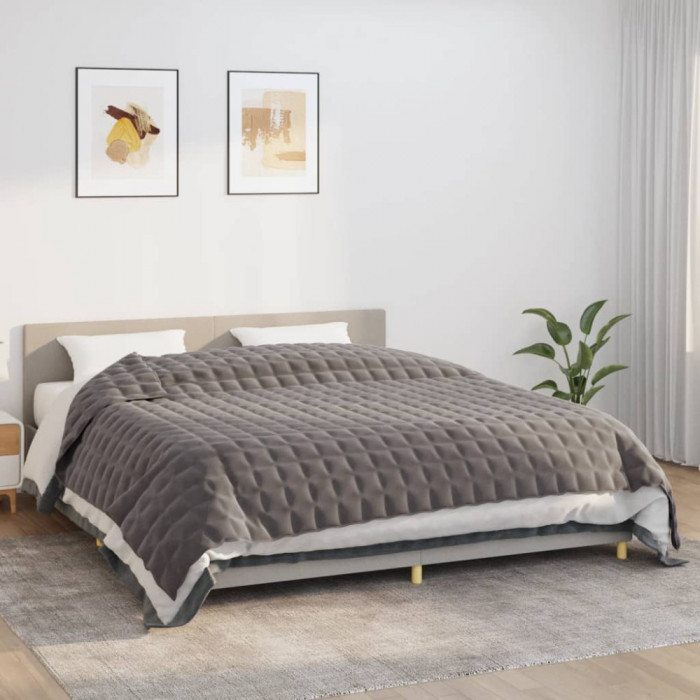 vidaXL Pătură cu greutăți, gri, 235x290 cm, 11 kg, material textil