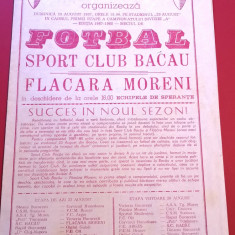 Program meci fotbal SC BACAU - FLACARA MORENI (23.08.1987)