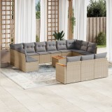 Gossi set canapele de gradina, 14 piese, cu perne, bej, poliratan