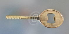 Deschizator sticle paleta de tenis - metal, 15 cm, auriu foto
