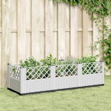 Cumpara ieftin Jardinieră de grădină cu țăruși, alb, 123,5x43,5x43,5 cm, PP