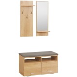 Set mobilier hol, pal, cu pantofar, cuier, oglinda, natur, 3 piese, ART
