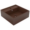VidaXL Chiuvetă lux, preaplin maro închis mat 41x41 cm ceramică pătrat