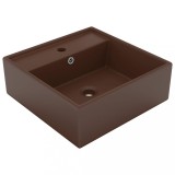 VidaXL Chiuvetă lux, preaplin maro &icirc;nchis mat 41x41 cm ceramică pătrat