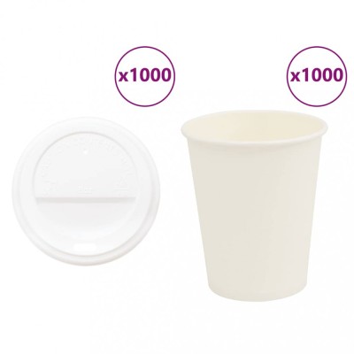 vidaXL Cești de cafea din h&amp;acirc;rtie cu capace 1000 buc 8oz 200ml 3325216 foto
