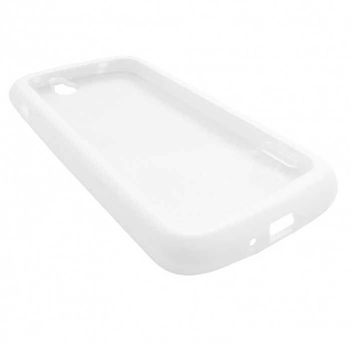 Husa plastic + silicon transparenta (margini albe) pentru LG Google Nexus 4 E960