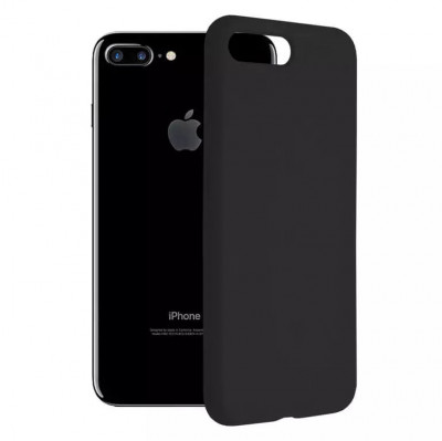 Husa iPhone 7 Plus 8 Plus Silicon Negru Slim Mat cu Microfibra SoftEdge foto