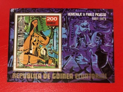 GUINEA ECUATORIALĂ, PICASSO - COLIȚĂ ȘTAMPILATĂ foto