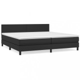 Cumpara ieftin Pat box spring cu saltea, negru, 200x200 cm, piele ecologica