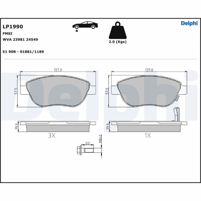 DELPHI LP1990 set placute frana,frana disc