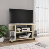 Comoda TV cu roti, stejar Sonoma, 80x40x45 cm, lemn prelucrat GartenMobel Dekor, vidaXL