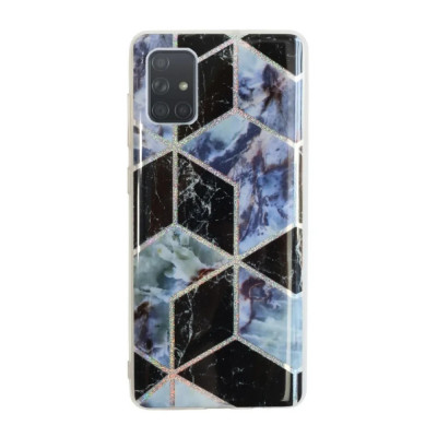 Husa Cover Silicon Geometric pentru Samsung Galaxy A71 Bulk Negru foto