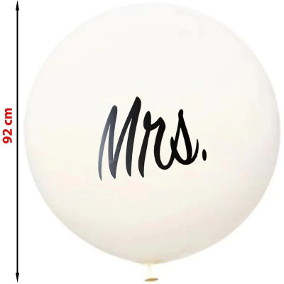 Balon gigant inscriptie Mrs, diametru 92 cm, petrecere nunta, latex foto