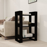 Bibliotecă/Separator cameră,negru, 60x35x91 cm, lemn masiv pin