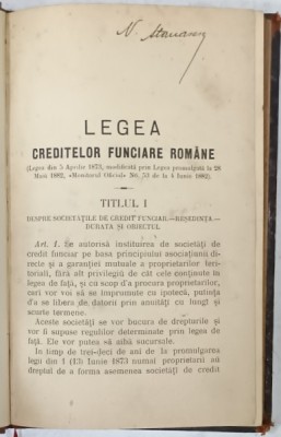 LEGEA CREDITELOR FUNCIARE ROMANE / STATUTELE CREDITULUI FUNCIAR ROMAN / REGULAMENT , COLEGAT DE TREI CARTI , SFARSITUL SEC. XIX foto
