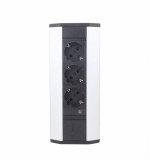 Prelungitor grup 3 prize schuko pentru colt montaj pe blat sau birou 16A 3680W 230V cablu 1.8 metri 3G1.5 si led indicator de prezenta tensiune