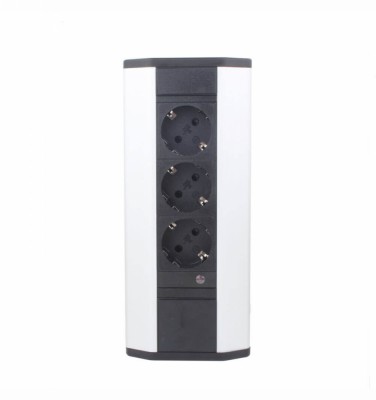 Prelungitor grup 3 prize schuko pentru colt montaj pe blat sau birou 16A 3680W 230V cablu 1.8 metri 3G1.5 si led indicator de prezenta tensiune foto