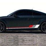 Set 2 stickere autoadezive Tuning, model &quot;Racing Stripes V2&quot;, dimensiune 180 x 16,5 cm, culoare Alb + Gri + Rosu FAVLine Selection, Oem