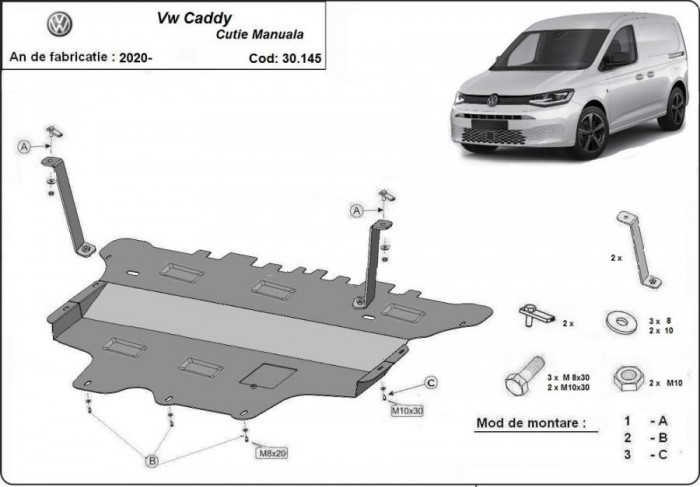 Scut motor metalic VW Caddy Cutie Manuala 2021-prezent