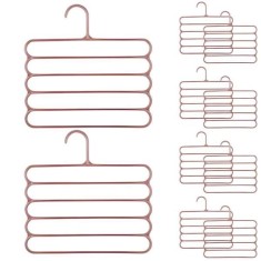 Set 20 Umerase Mercaton din Plastic, cu 5 Pozitii, Pentru Pantaloni, Fuste sau Cravate, 31 x 31 cm, Maro