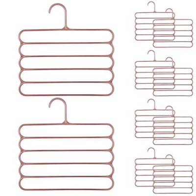 Set 20 Umerase Mercaton din Plastic, cu 5 Pozitii, Pentru Pantaloni, Fuste sau Cravate, 31 x 31 cm, Maro foto