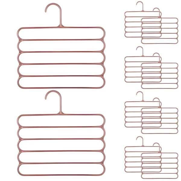 Set 20 Umerase Mercaton din Plastic, cu 5 Pozitii, Pentru Pantaloni, Fuste sau Cravate, 31 x 31 cm, Maro