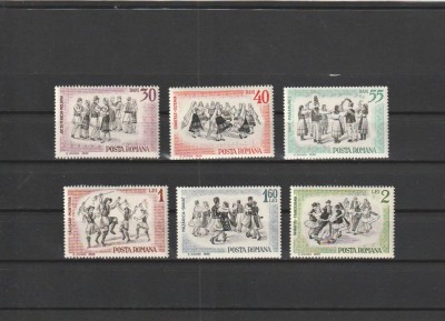 ROMANIA 1966 LP 626 DANSURI POPULARE SERIE MNH NESTAMPILATA foto