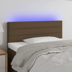 vidaXL Tăblie de pat cu LED, maro &icirc;nchis, 80x5x78/88 cm, textil 3121729