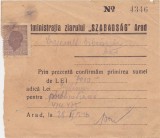 Chitanta Administratia ziarului Szabadsag Arad 1946