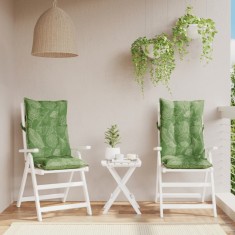 vidaXL Perne de scaun spătar &icirc;nalt, 2 buc, model frunze, textil Oxford