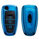 Husa Cheie Auto pentru Ford - 3 Butoane, Silicon, Albastru, 48039.98, Kwmobile