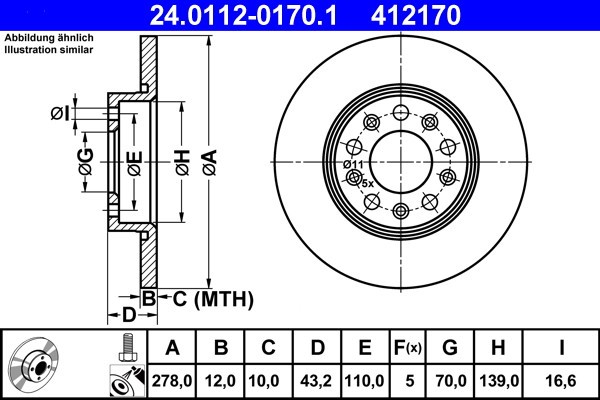 ATE 24.0112-0170.1 Disc frana