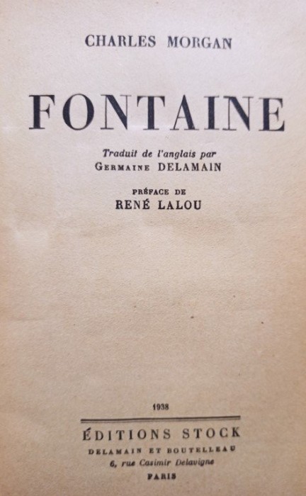 Charles Morgan - Fontaine (Editia: 1938)