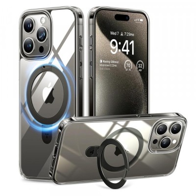 Husa MagSafe pentru Apple iPhone 15 Pro Max, Torras, Ostand, Transparenta foto