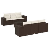 Cumpara ieftin Set canapele de gradina cu perne, 7 piese, maro, poliratan