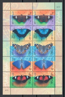 Australia 1998 Mi 1764/68 klb MNH, nestampilat - Fluturi foto