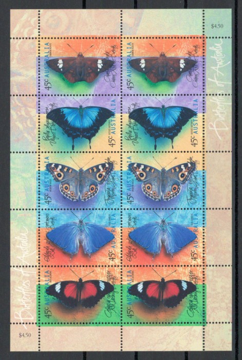 Australia 1998 Mi 1764/68 klb MNH, nestampilat - Fluturi