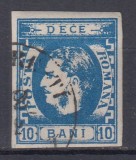 ROMANIA1869 LP 26 REGELE CAROL I CU FAVORITI VALOAREA 10 BANI ALBASTRU STAMPILAT