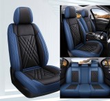 Cumpara ieftin Set Huse Auto universale lux din piele ecologica, albastru si negru pentru scaune fata si spate