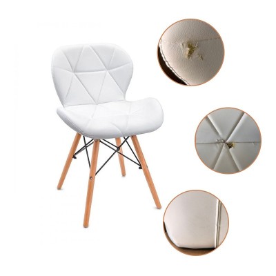 Scaun de bucatarie in stil scandinav, cadru lemn, inaltime 72 cm, alb/natur, RESIGILAT foto