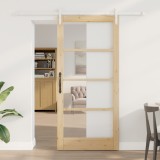 Ușă glisantă vidaXL cu set hardware &#039;ORKDAL&#039;din lemn solid și sticlă