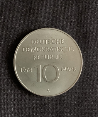Moneda 10 mărci Germania DDR 1974 foto