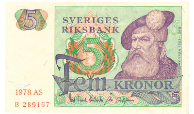 Suedia 5 Kronor 1978 P-51d Seria 289167 foto