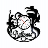 Ceas Perete Disc Vinil Balerina Dansatoare Decorativ Alb Negru Silentios 30cm